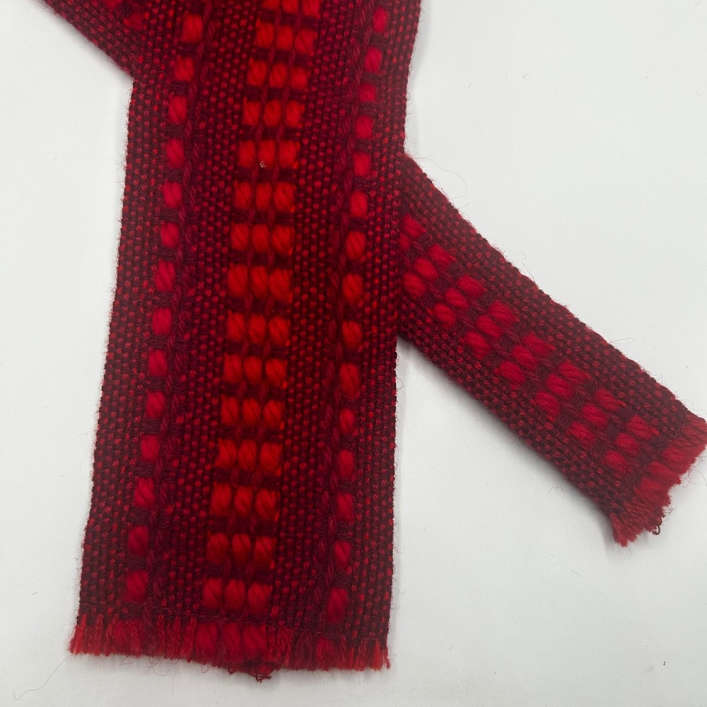 Maria Svatina Montreal Pure Virgin Wool Red Woven Skinny Tie Made in Canada